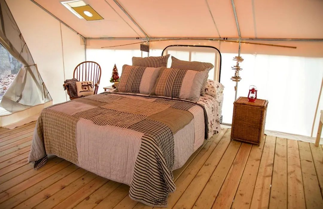 Secluded Luxury Camping Tent On Otter Lake Near Girard, Illinois-1